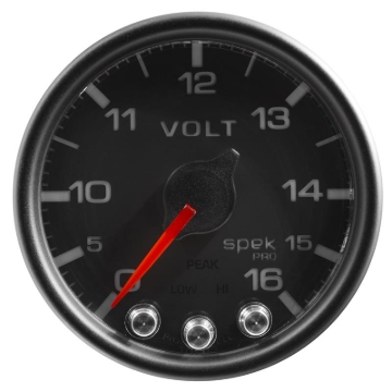 Picture of Autometer Spek-Pro Gauge Voltmeter 2 1/16in 16V Stepper Motor W/Peak & Warn Blk/Blk