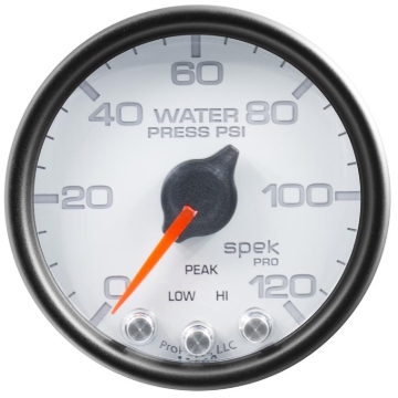 Picture of Autometer Spek-Pro Gauge Water Press 2 1/16in 120psi Stepper Motor W/Peak & Warn Wht/Blk
