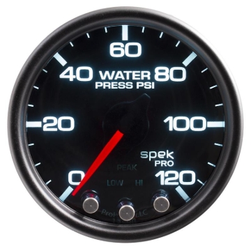Picture of Autometer Spek-Pro Gauge Water Press 2 1/16in 120psi Stepper Motor W/Peak & Warn Blk/Smoke/Blk