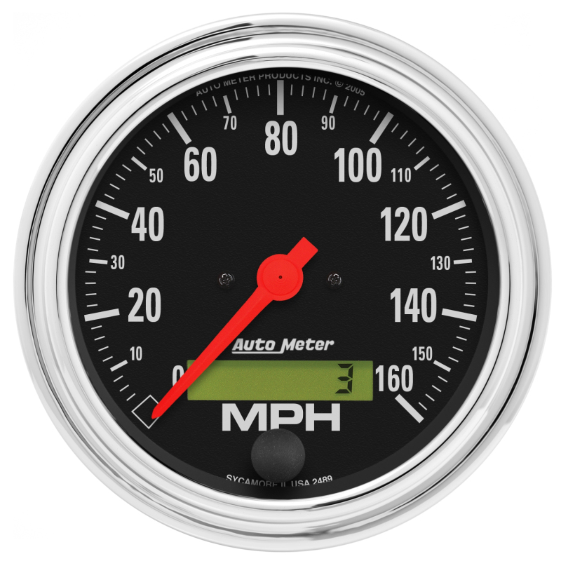 Picture of Autometer Traditional Chrome 3-3/8in 160 MPH Electric Speedometer w/ LCD Odometer
