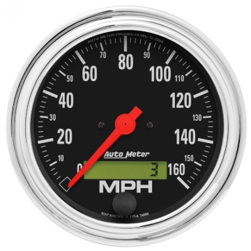 Picture of Autometer Traditional Chrome 3-3/8in 160 MPH Electric Speedometer w/ LCD Odometer
