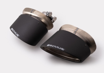 Picture of Remus Carbon 175x108mm Angled Titanium Internals w/Adj Clamp Tail Pipe Set (Pair)