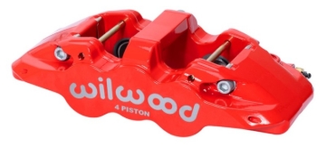 Picture of Wilwood Caliper - Aero4-DS Forged Four-Piston Caliper Black 1.12in Piston 1.10in Rotor - Red