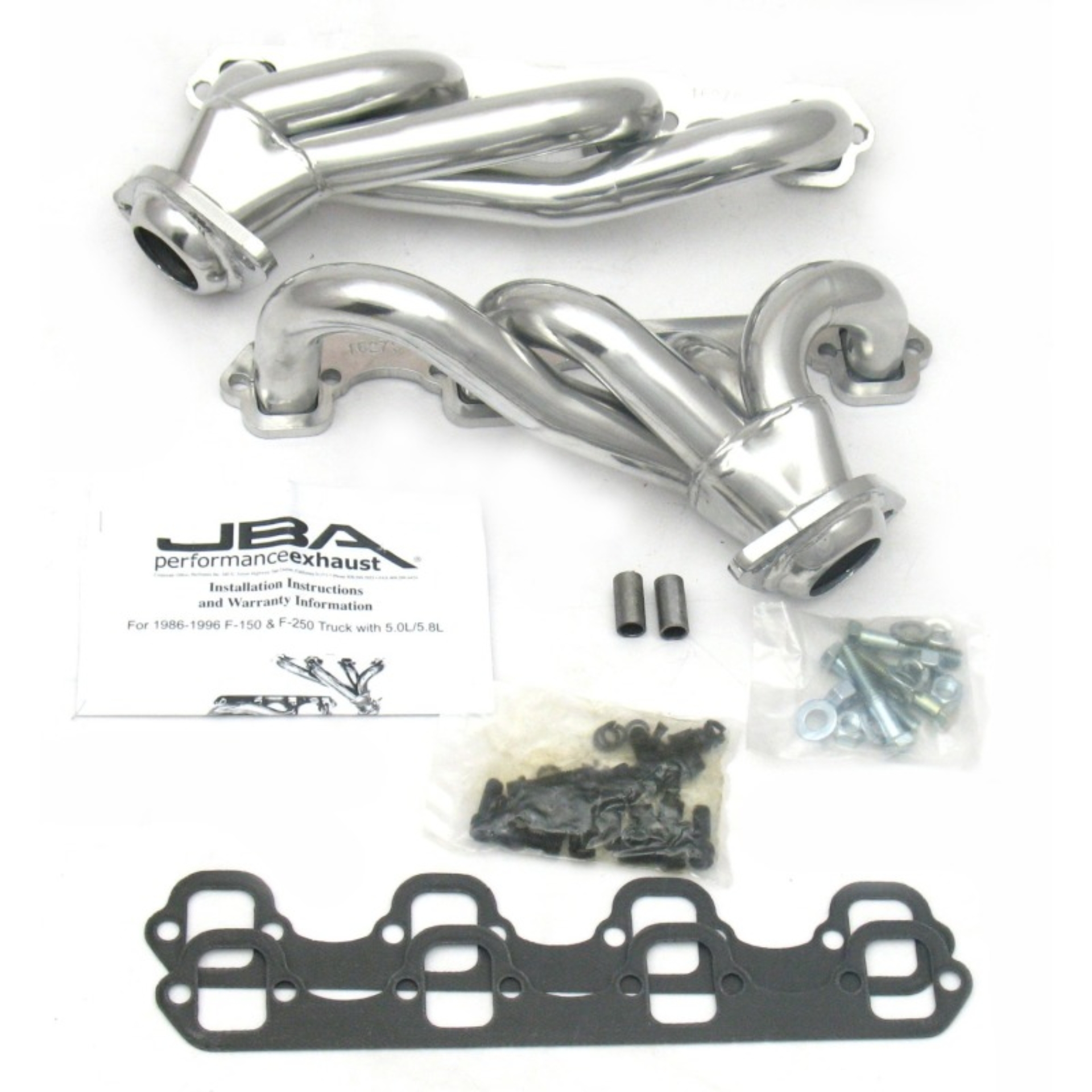 Picture of JBA 87-95 Ford F-150 5.0L SBF 1-1/2in Primary Silver Ctd Cat4Ward Header