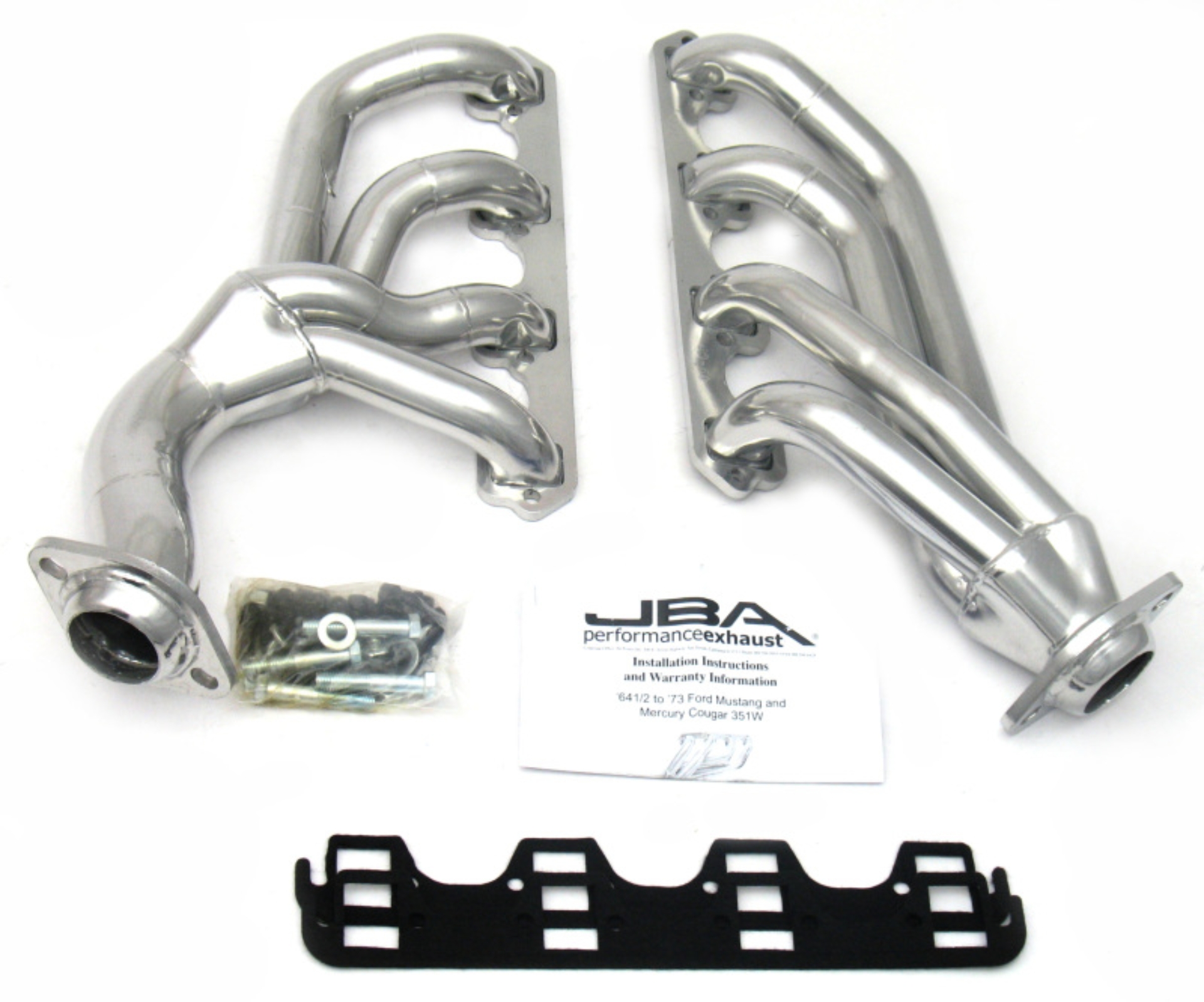 Picture of JBA 65-73 Ford Mustang 351W SBF w/T-5/Cable Clutch 1-5/8in Primary Silver Ctd Mid Length Header