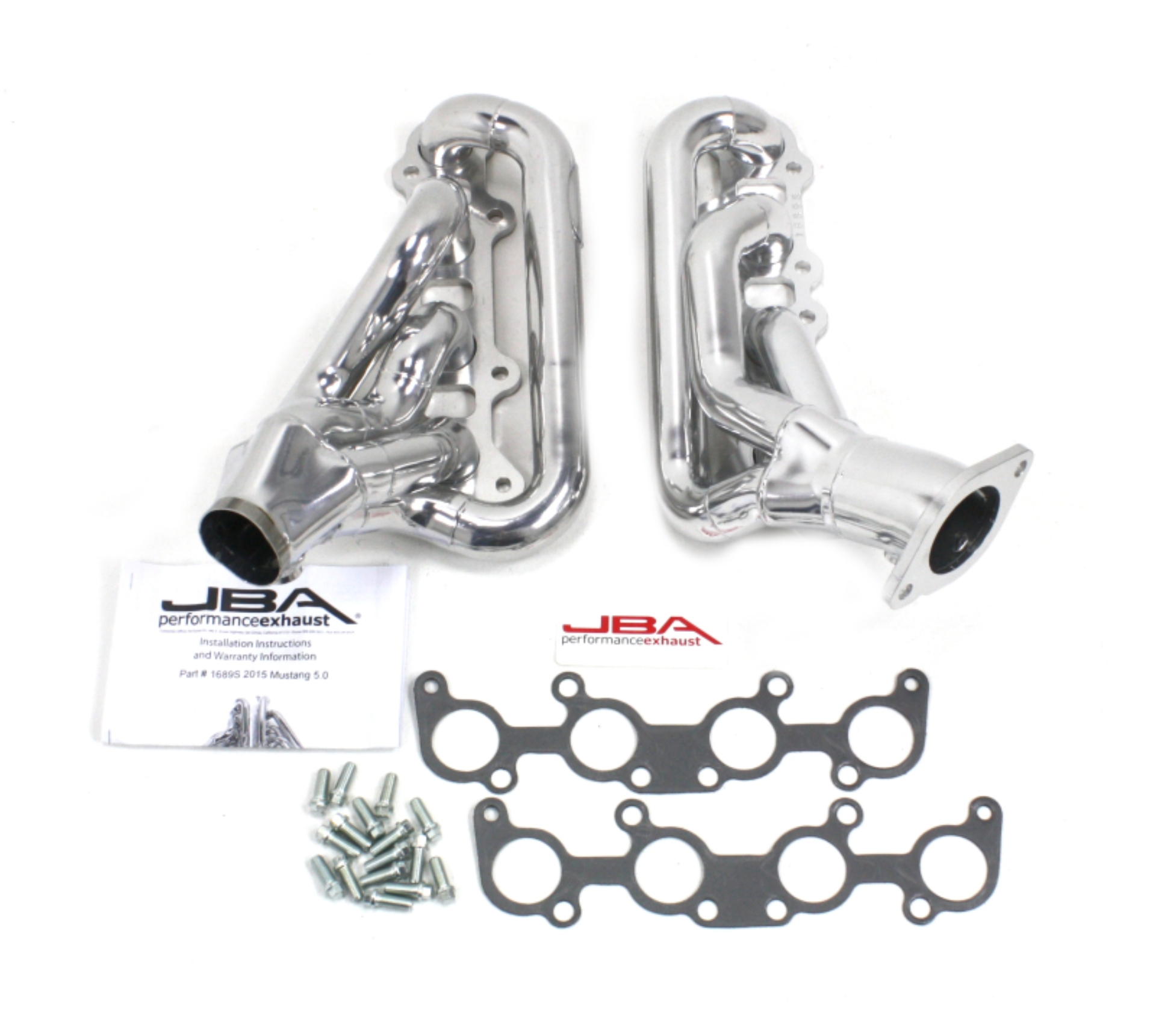 Picture of JBA 15-20 Ford Mustang 5.0L 1-3/4in Stainless Steel Silver Ceramic Shorty Header