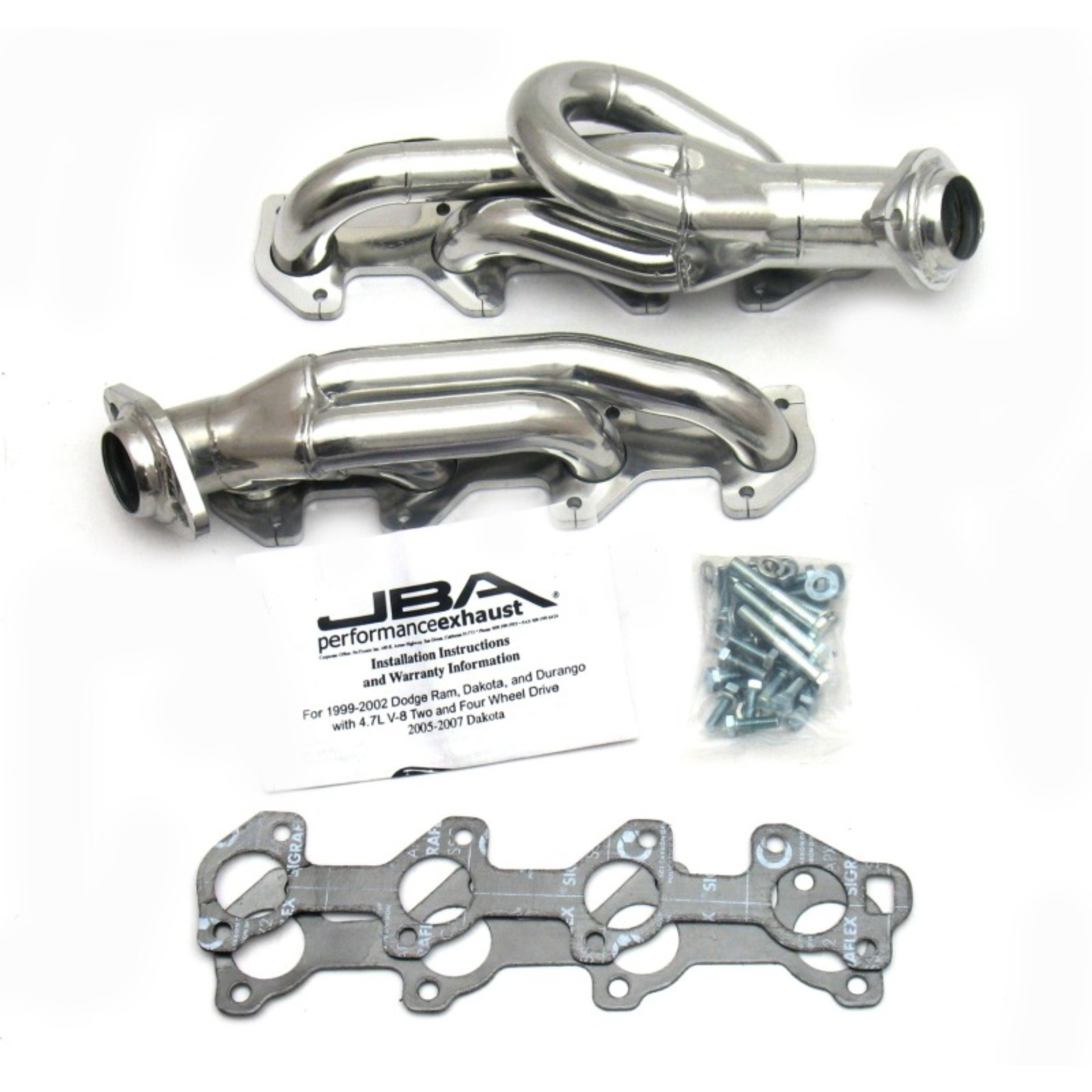 Picture of JBA 02-03 Dodge Ram 4.7L PowerTech 1-1/2in Primary Silver Ctd Cat4Ward Header