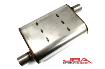 Picture of JBA Universal Chambered Style 304SS Muffler 13x9.75x4 2in Inlet Diameter Offset/Offset