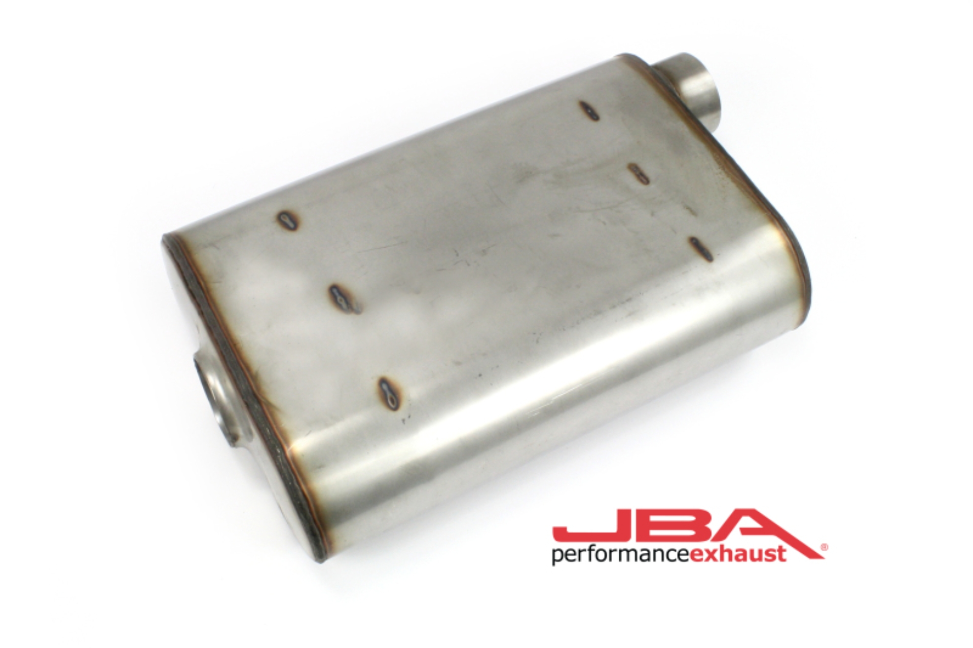Picture of JBA Universal Chambered Style 304SS Muffler 14x9.75x4 2.5in Inlet Diameter Offset/Offset