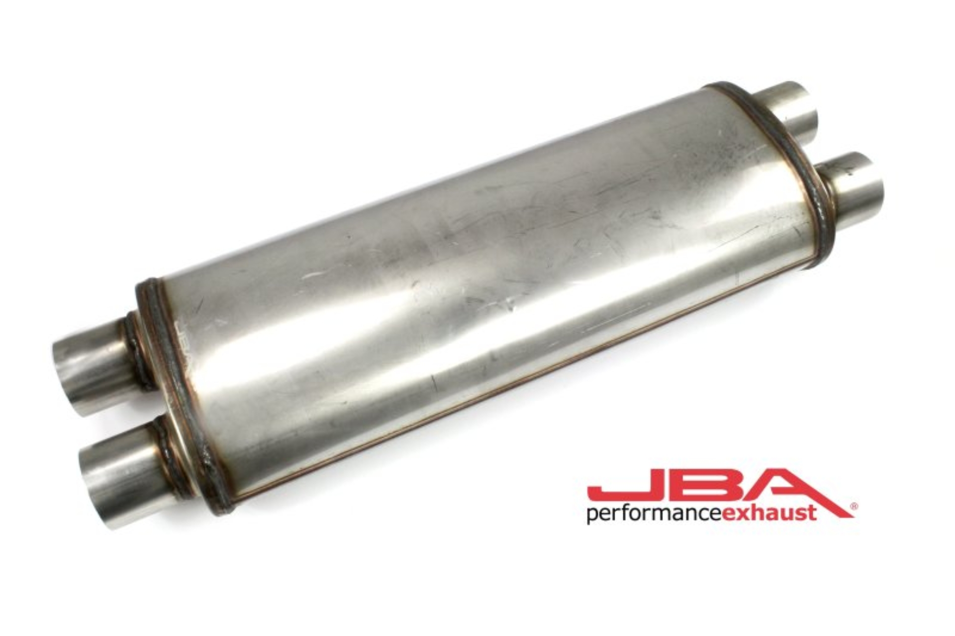 Picture of JBA Universal Chambered 304SS Muffler 22x8x5 2.5in Dual In/Dual Out