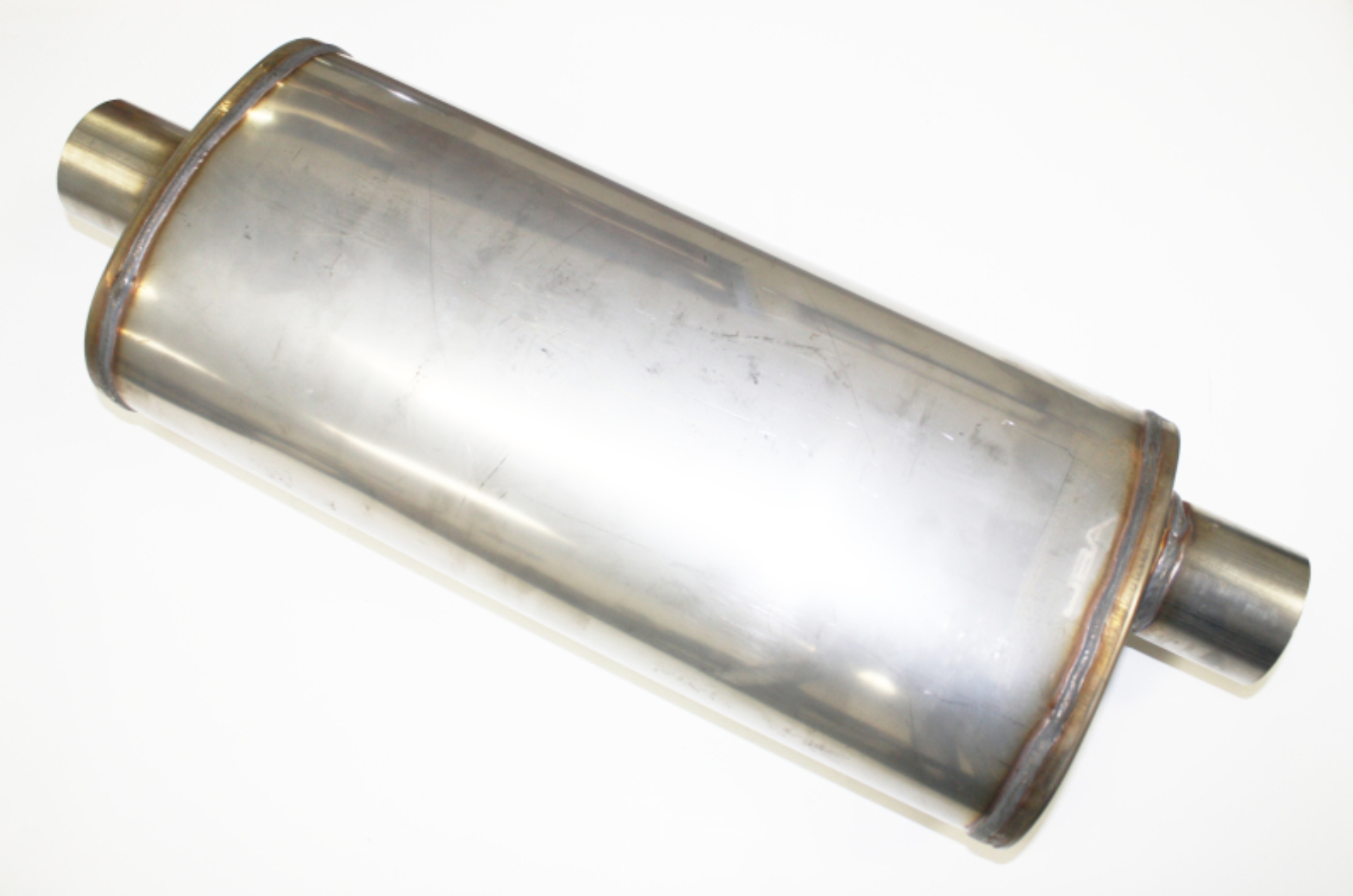 Picture of JBA Universal Straight-Through Style 304SS Muffler 18x8x5 2.5in Inlet Diameter Offset/Center