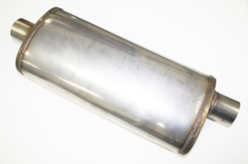 Picture of JBA Universal Straight-Through Style 304SS Muffler 18x8x5 2.5in Inlet Diameter Offset/Center