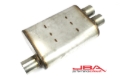 Picture of JBA Universal Chambered Style 304SS Muffler 13x9.75x4 2.5in Inlet Diameter Offset/2.5 Dual Outlet