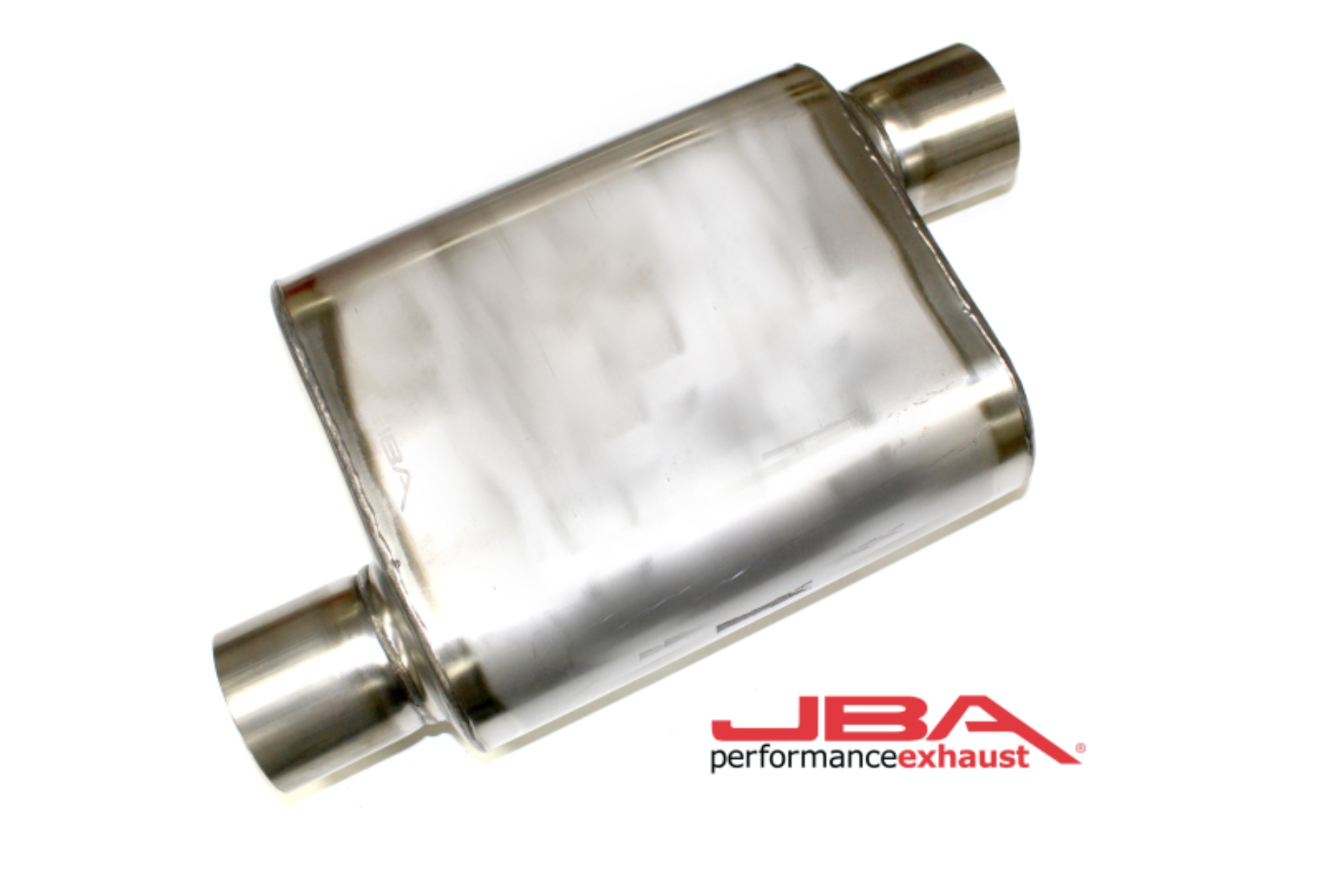 Picture of JBA Universal Chambered Style 304SS Muffler 11x9.75x4 3in Inlet Diameter Offset/Offset