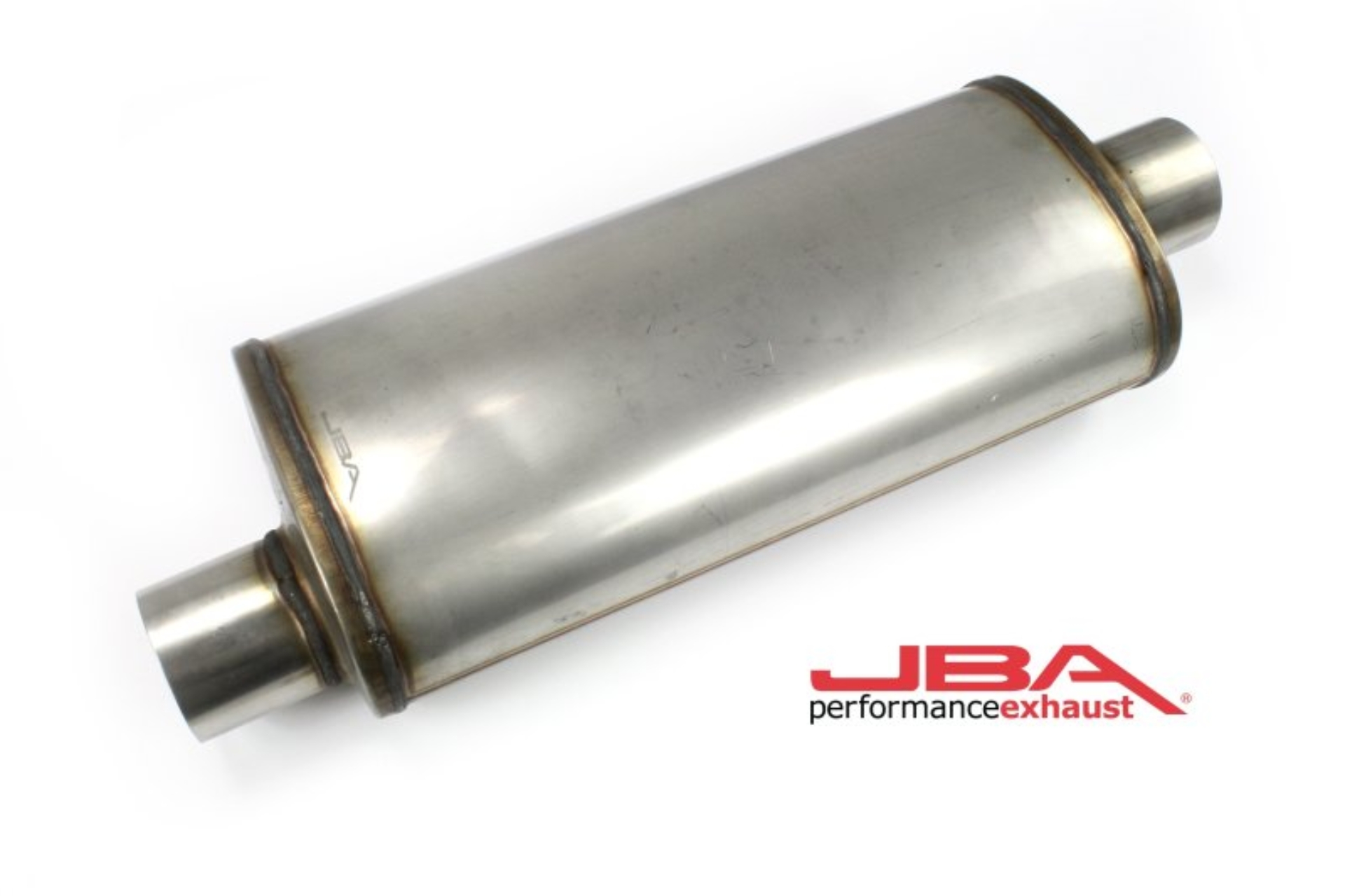 Picture of JBA Universal Chambered Style 304SS Muffler 18x8x5 3in Inlet Diameter Offset/Center