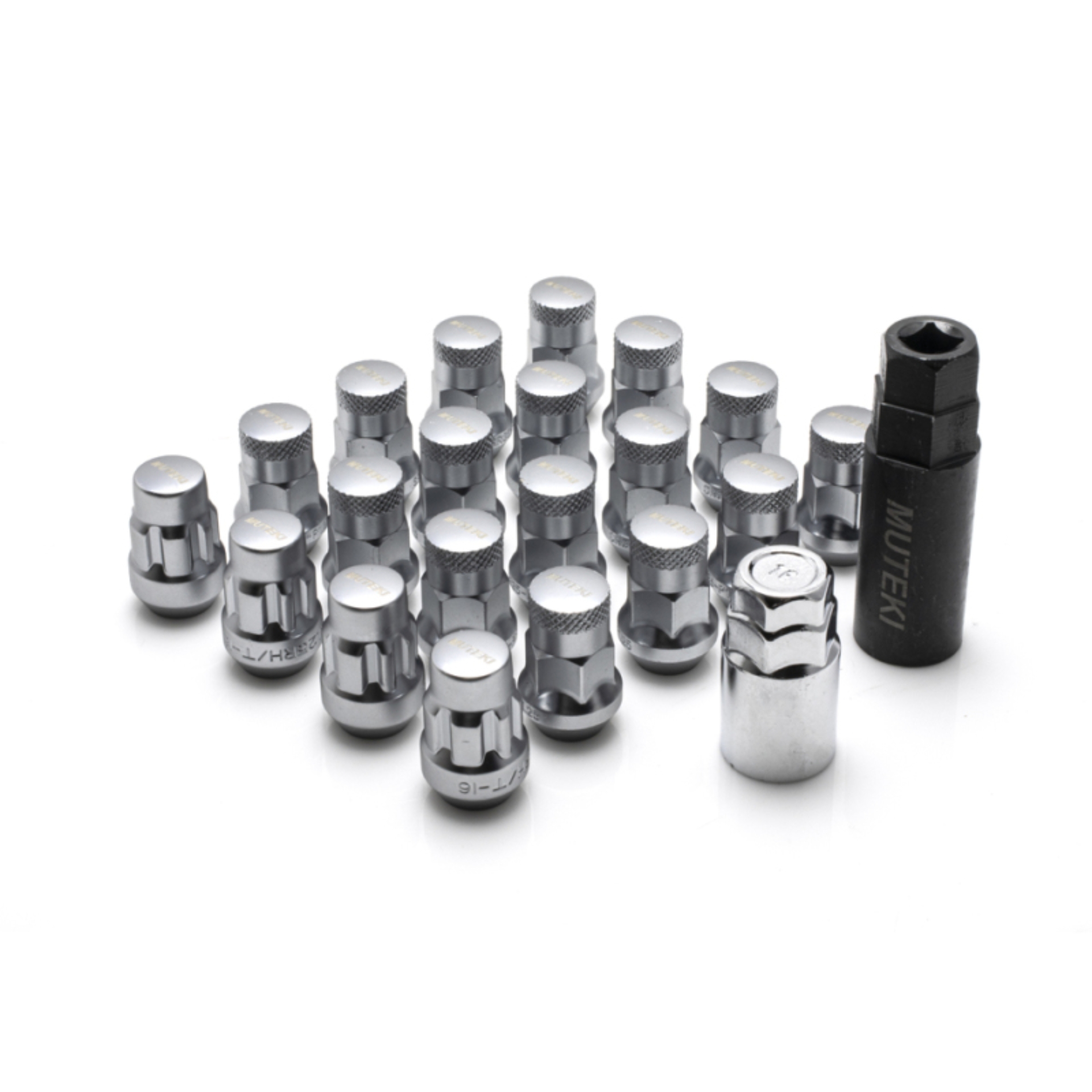 Picture of Wheel Mate Muteki SR35 Close End Lug Nuts w/ Lock Set - Satin Silver 12x1.25 35mm
