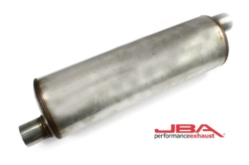 Picture of JBA Universal Chambered 304SS Muffler 22in x 7in Round 2.5in Offset/Offset