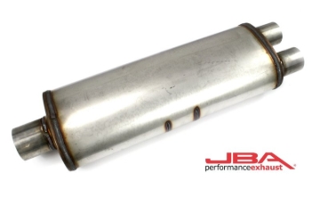 Picture of JBA Universal Chambered 304SS Muffler 25x8x5in 3in Center Inlet/2.5in Dual Outlet