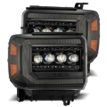 Picture of AlphaRex 14-18 GMC Sierra NOVA LED Proj Headlights Plnk Style Alpha Blk w/Activ Light/Seq Signal/DRL