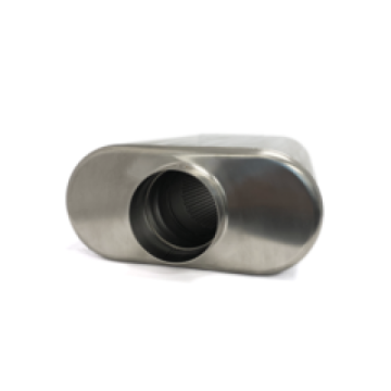 Picture of Ticon Industries 2.5in Low Pro Oval (2.5in Center In/Center Out) 17in L Ultralight Titanium Muffler
