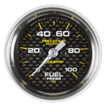 Picture of Autometer Marine Carbon Fiber 2-1/16in 100 PSI Digital Stepper Motor Fuel Pressure Gauge