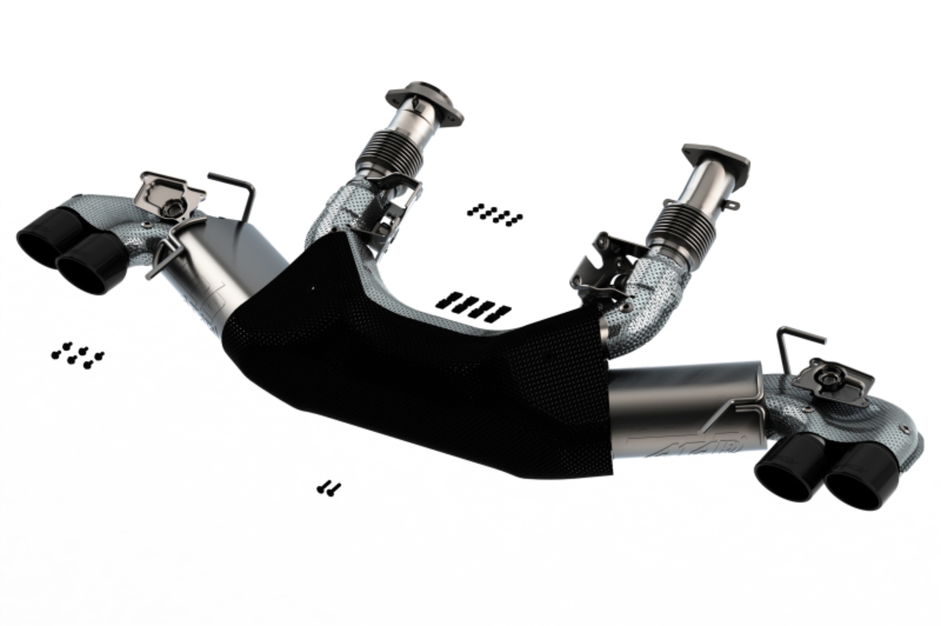 Picture of Borla 2020 Chevrolet Corvette C8 6.2 ATAK 3in Exhaust System Dual Round Rolled A/C Black Chrome Tips