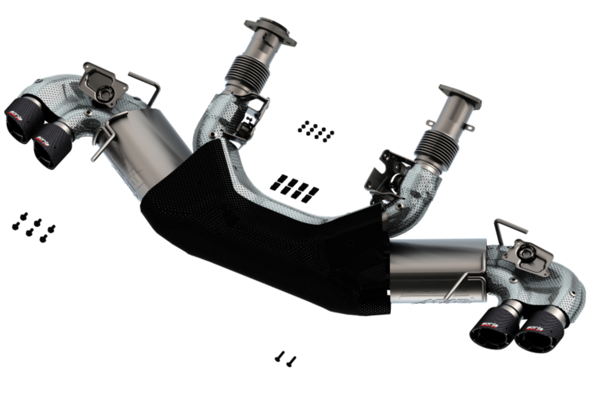 Picture of Borla 2020 Chevrolet Corvette C8 6.2L ATAK 3in Exhaust System Dual Round Angle Cut Carbon Fiber Tips
