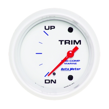 Picture of Autometer Marine White Gauge 2-5/8in Electric Trim Level Gauge 0OHM Down - 90OHM Up