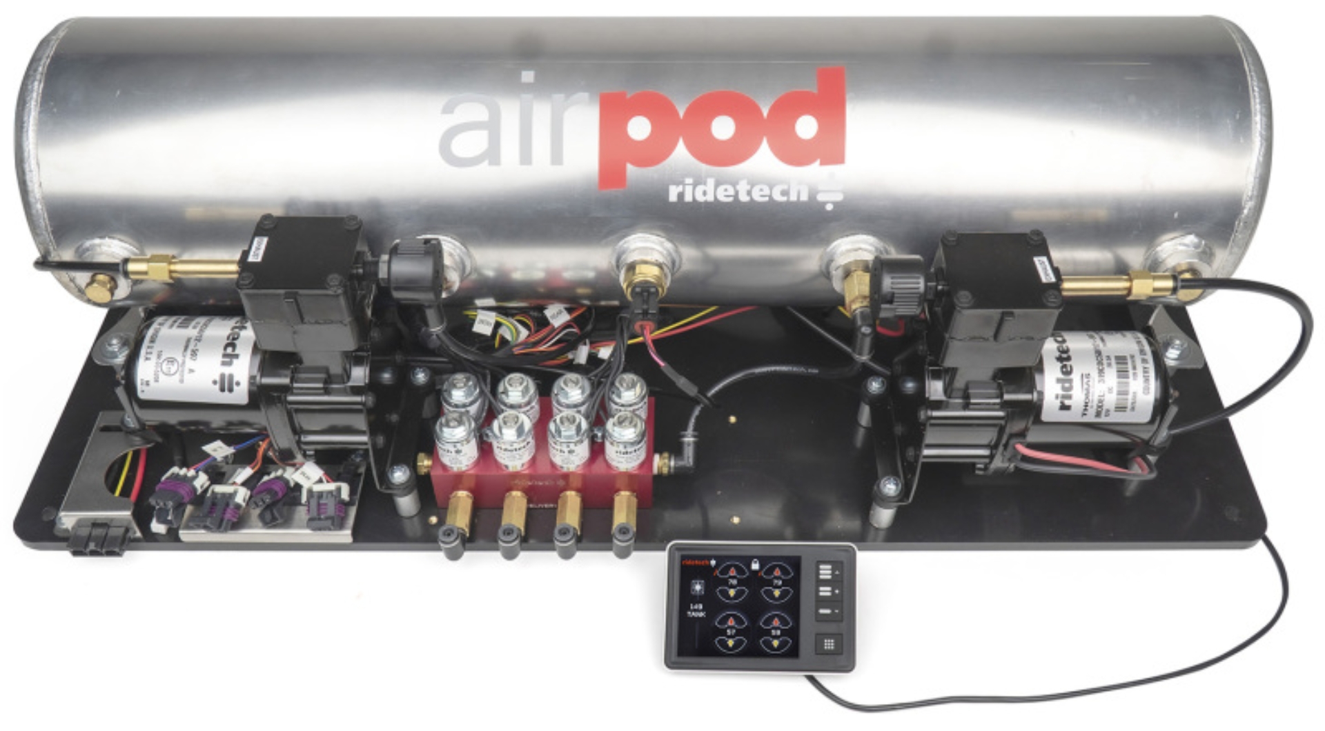 Picture of Ridetech RidePro E5 Air Ride Suspension Control System 5 Gallon Dual Compressor AirPod 1/4in Valves