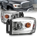 Picture of ANZO 06-09 Dodge RAM 1500/2500/3500 Headlights Chrome Housing/Clear Lens (w/ Light Bars)