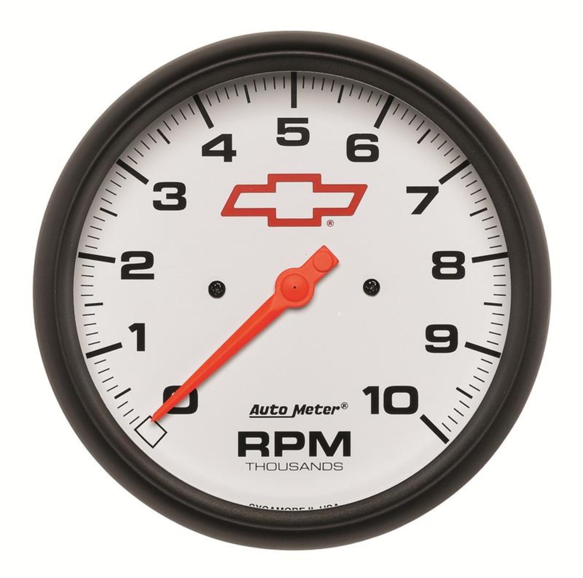 Picture of Autometer GM Bowtie White 5in 10000 RPM In-Dash Electronic Tachometer