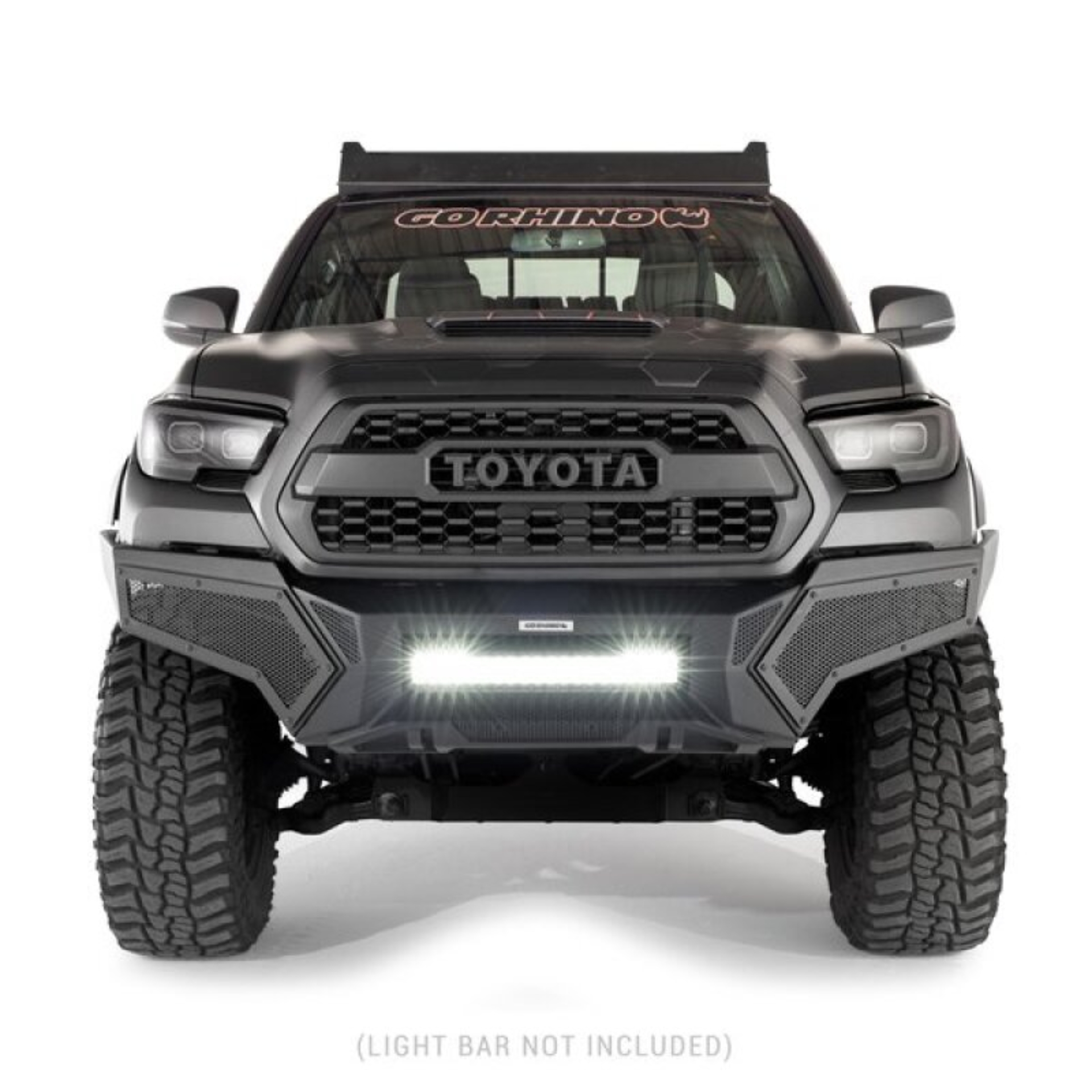 Picture of Go Rhino 16-21 Tacoma Element Front Bumper w/ Power Actuated Hide-away Light Bar Mount Tex Black