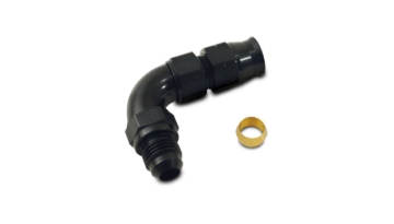 Picture of Vibrant 90 Degree 1/2in Tube to Male -8AN Flare Adapter w/ Olive Inserts