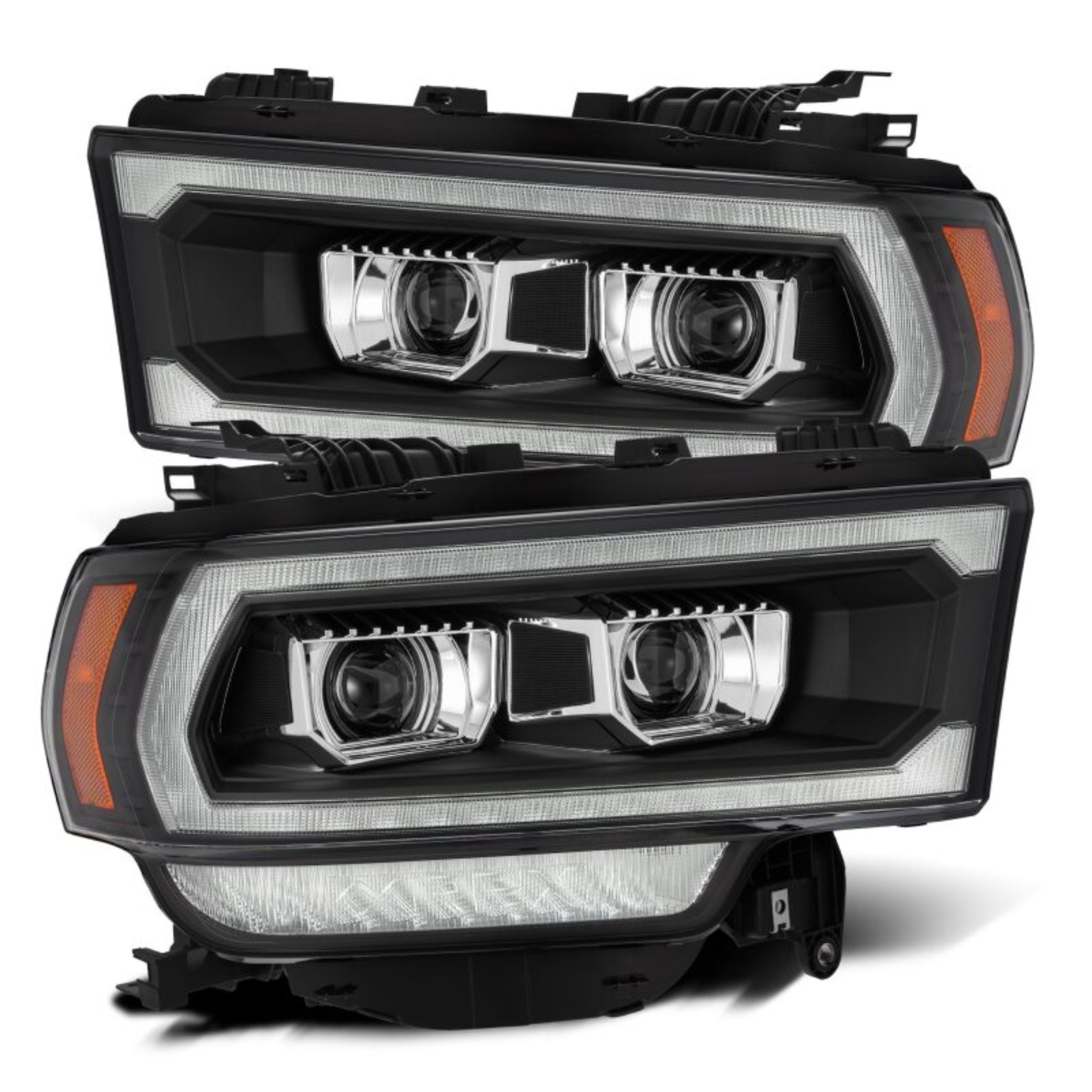 Picture of AlphaRex 19-21 Ram 2500 LUXX LED Proj Headlights Plank Style Black w/Activ Light/Seq Signal/DRL