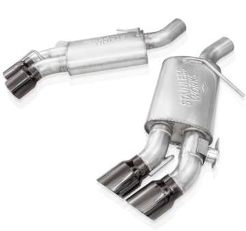 Picture of Stainless Works 16-21 Camaro SS 3in Original Factory Connect Axle Back w/Valve - 4in Quad Black Tips
