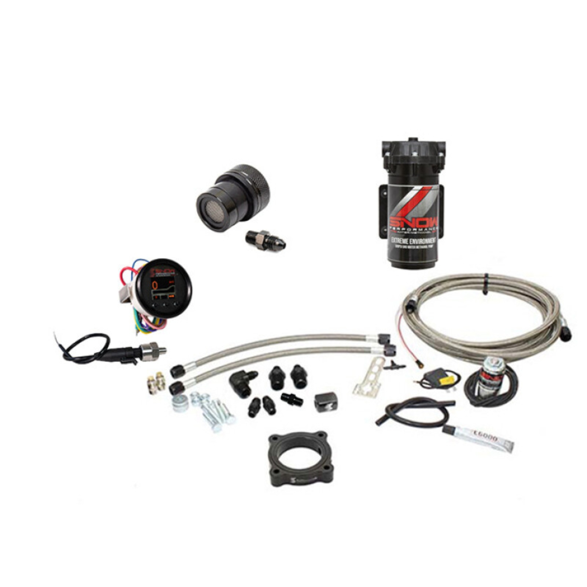 Picture of Snow Performance 15-17 Mustang EcB Stg 2 Bst Cooler Water Injection Kit (SS Brded Line/4AN) w/o Tank