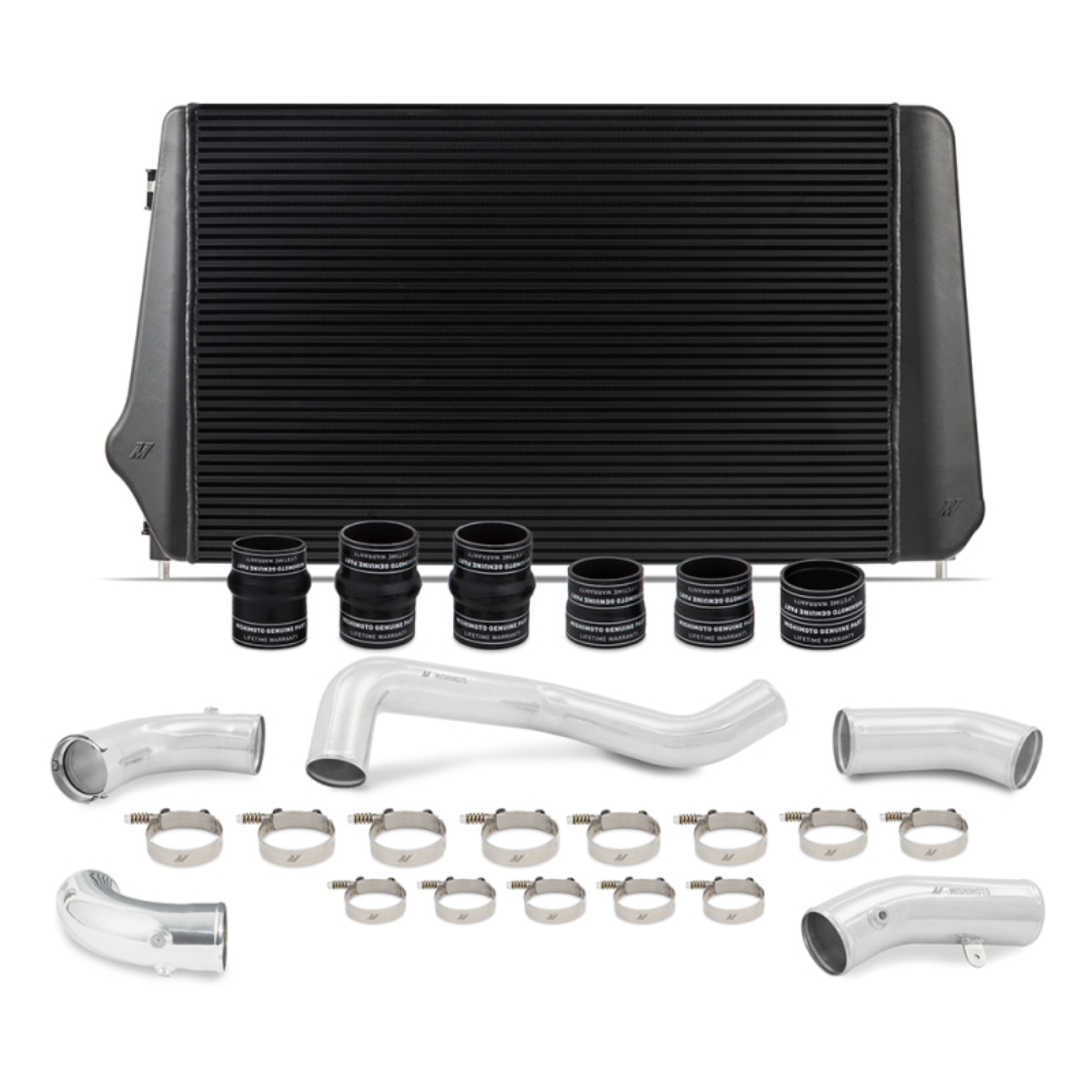 Picture of Mishimoto 17-19 GM L5P Duramax Intercooler Kit - Black w/ Polished Pipes