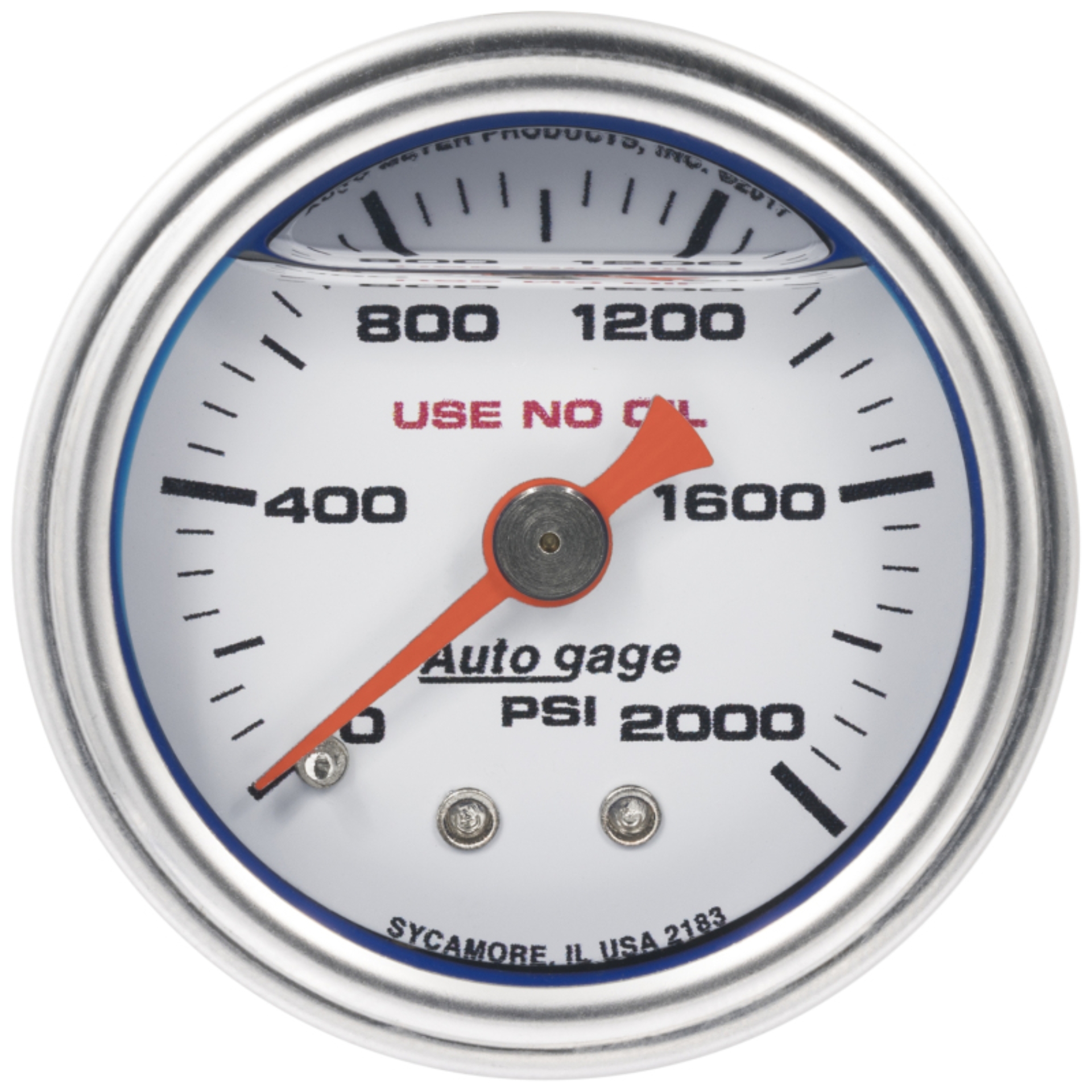 Picture of Autometer AutoGage 1.5in Liquid Filled Mechanical 0-2000 PSI Fuel Pressure Gauge - White