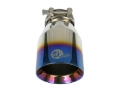 Picture of aFe Mach Force XP 304 Stainless Steel Clamp-On Exhaust Tip 2.5in Inlet / 4in Outlet - Blue Flame