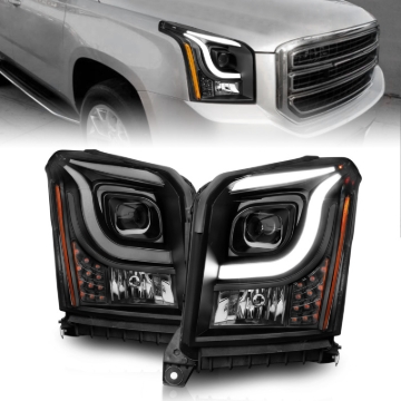 Picture of ANZO 15-17 GMC Yukon/Yukon XL Projector Headlights Black Housing/Clear Lens (w/ Light Bars)