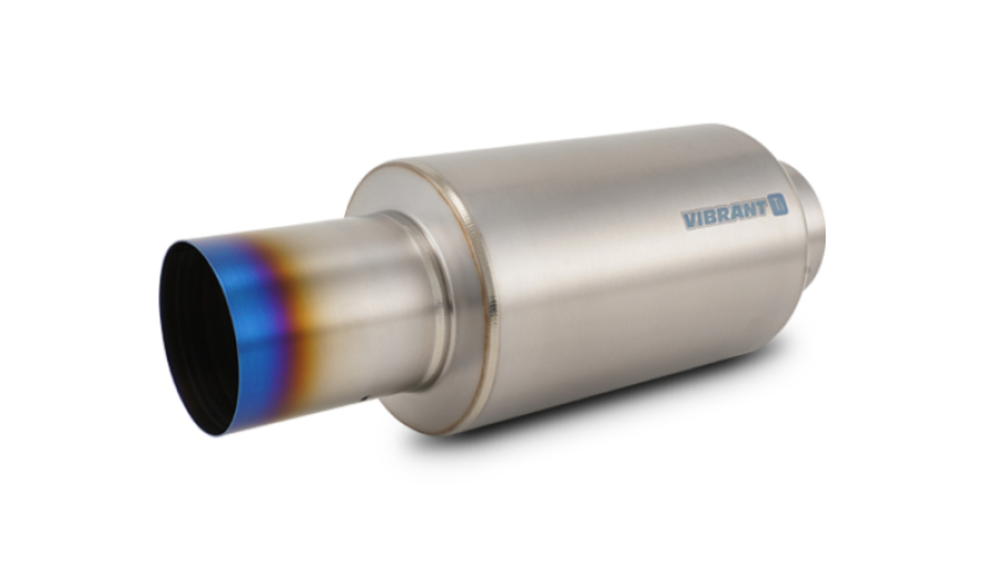 Picture of Vibrant Titanium Muffler w/Straight Cut Burnt Tip 4in Inlet / 4in Outlet