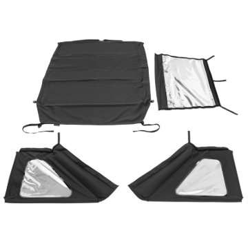 Picture of Rugged Ridge 2018+ Jeep Wrangler JLU 4 Dr Black Diamond Stitch Cloth Voyager Top (Tinted)