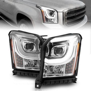 Picture of ANZO 2015-2017 GMC Yukon XL Projector Headlights W Lightbar - Chrome/Amber