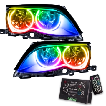 Picture of Oracle 02-05 BMW 3 Series SMD HL - Black - ColorSHIFT w/ 2.0 Controller