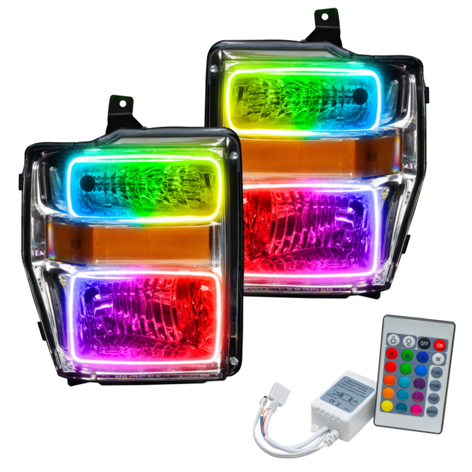 Picture of Oracle 08-10 Ford F250 Pre-Assembled Halo Headlights Chrome Housing- w/Simple Controller