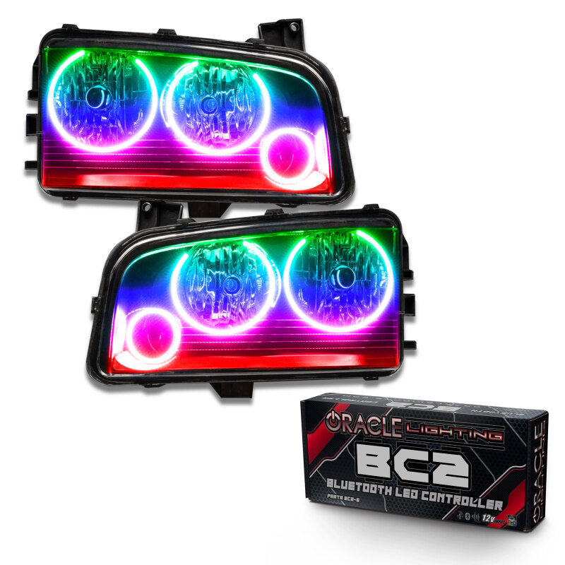 Picture of Oracle 05-10 Dodge Charger SMD HL (Non-HID) - Triple Halo - ColorSHIFT w/ BC1 Controller