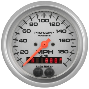 Picture of Autometer Gauge GPS Speedometer 3-3/8in 200 MPH Marine Silver Gauge