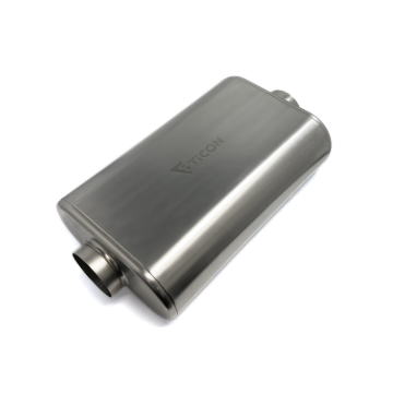 Picture of Ticon Industries 17in OAL 3.0in Center In/Out Oval Ultralight Low Profile Titanium Muffler