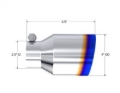 Picture of MBRP Burnt End Tip 2.5 ID 4 ID Out 6.5 length Single Wall Angle Cut 304 Stainless Steel