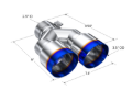Picture of MBRP Burnt End Tip 2.5 ID, Dual 3.5 OD Out, 9.5 length, Single wall 304 Stainless Steel